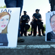 Police keep an eye on protesters near the U.S. Supreme Court on June 13, 2022 in Washington, DC.